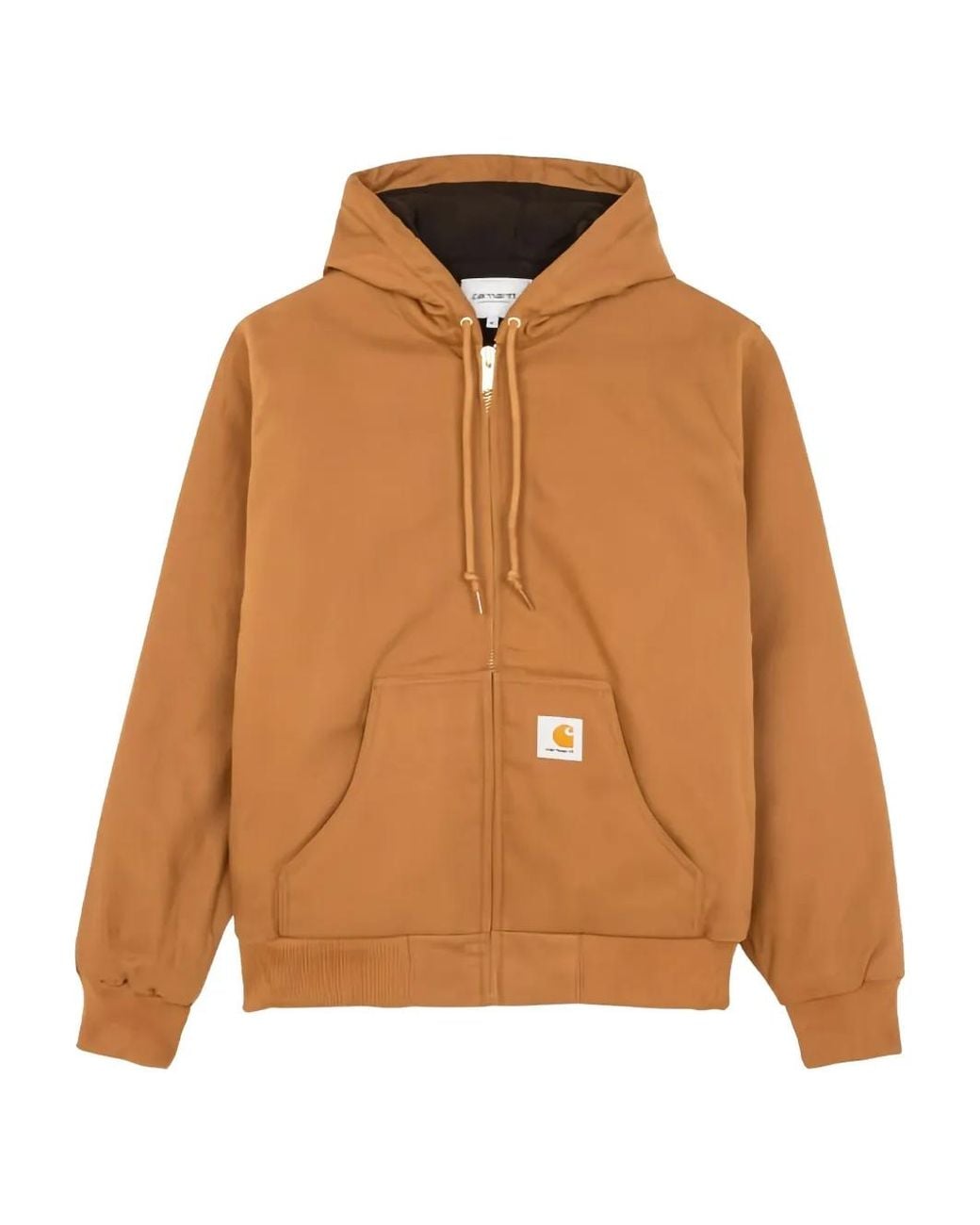 Carhartt Brown Hooded Zip-Up Jacket With Kangaroo Pocket