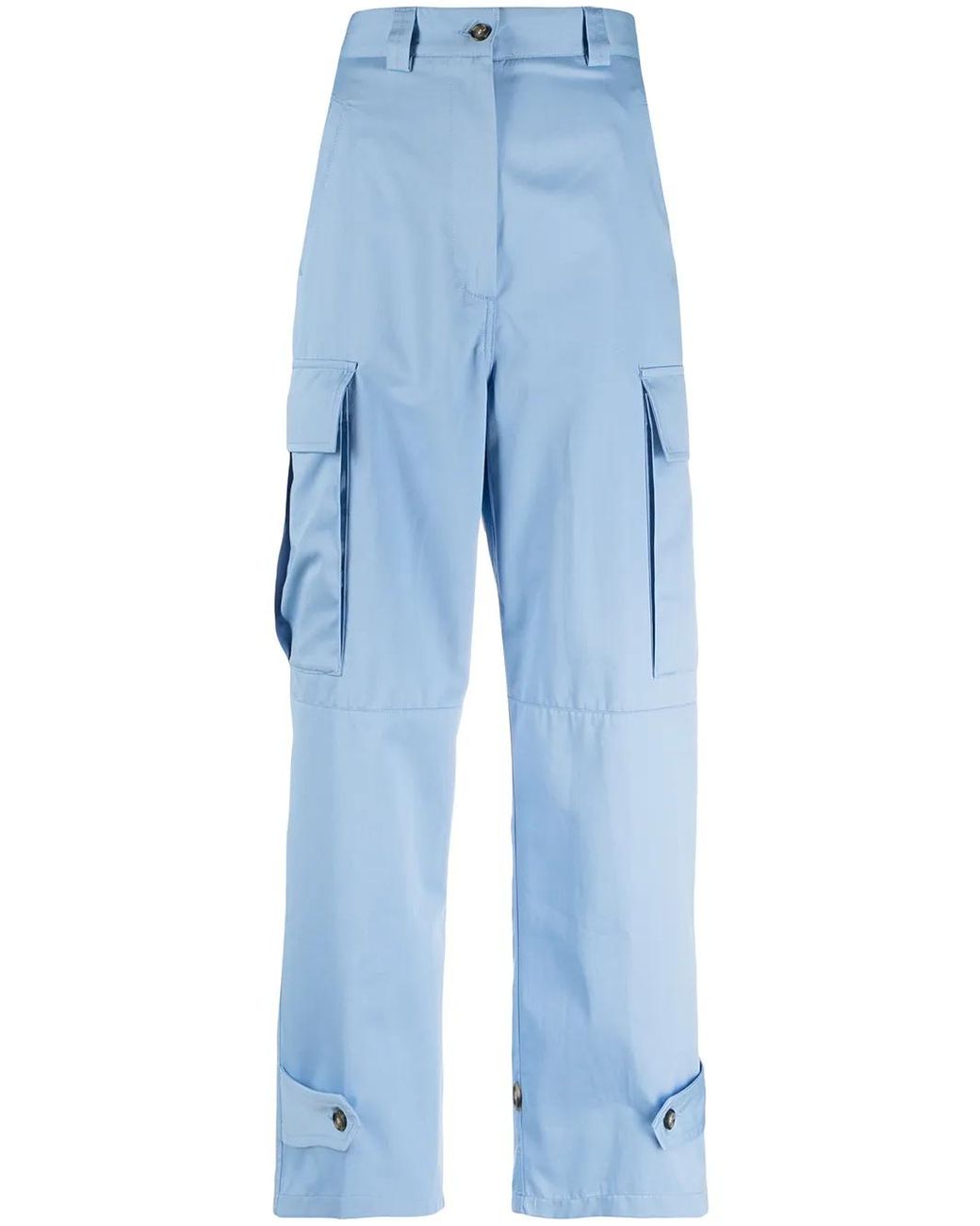 MSGM Blue Cropped High-Waist Trousers