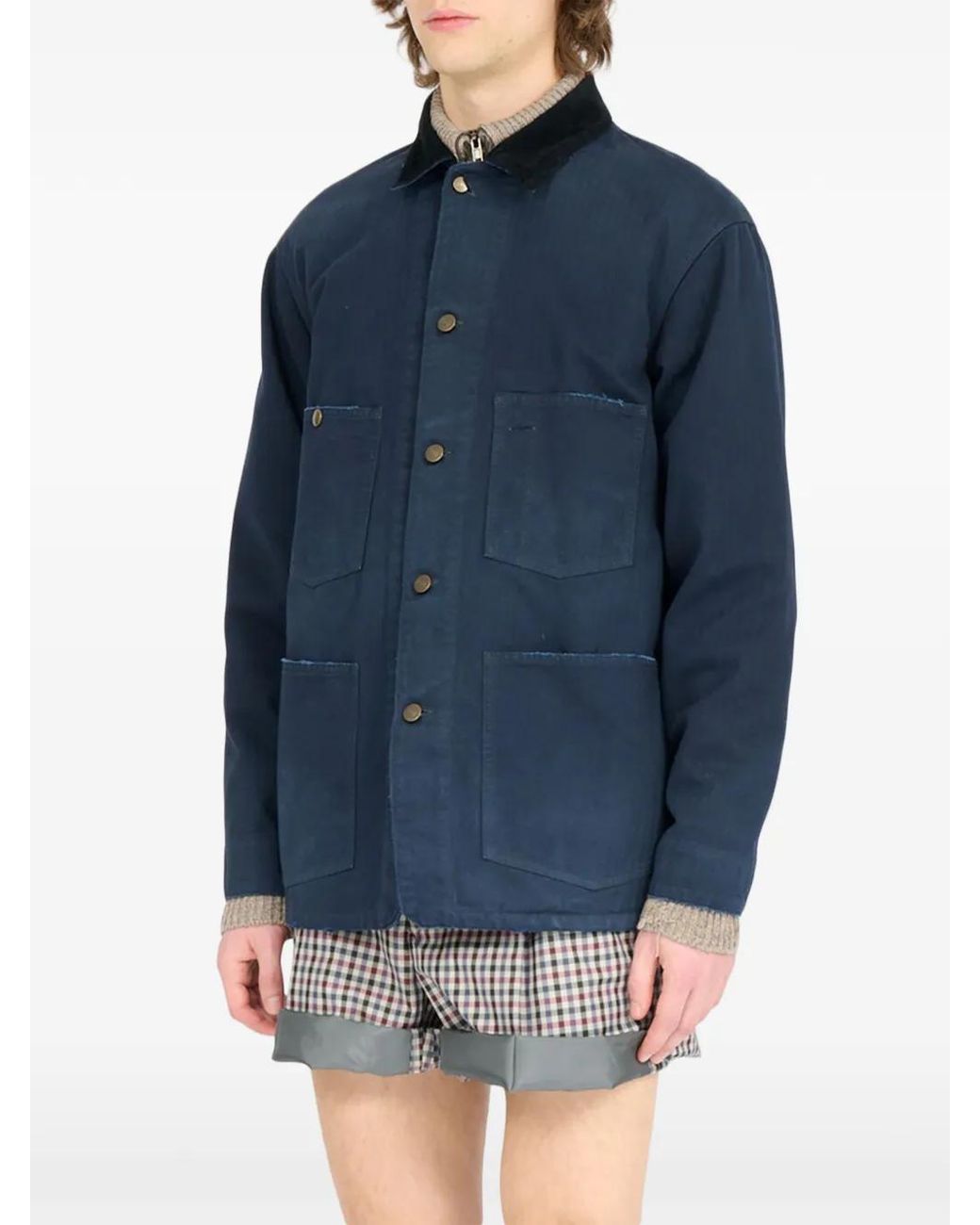 Maison Margiela Blue Cotton Jacket for men