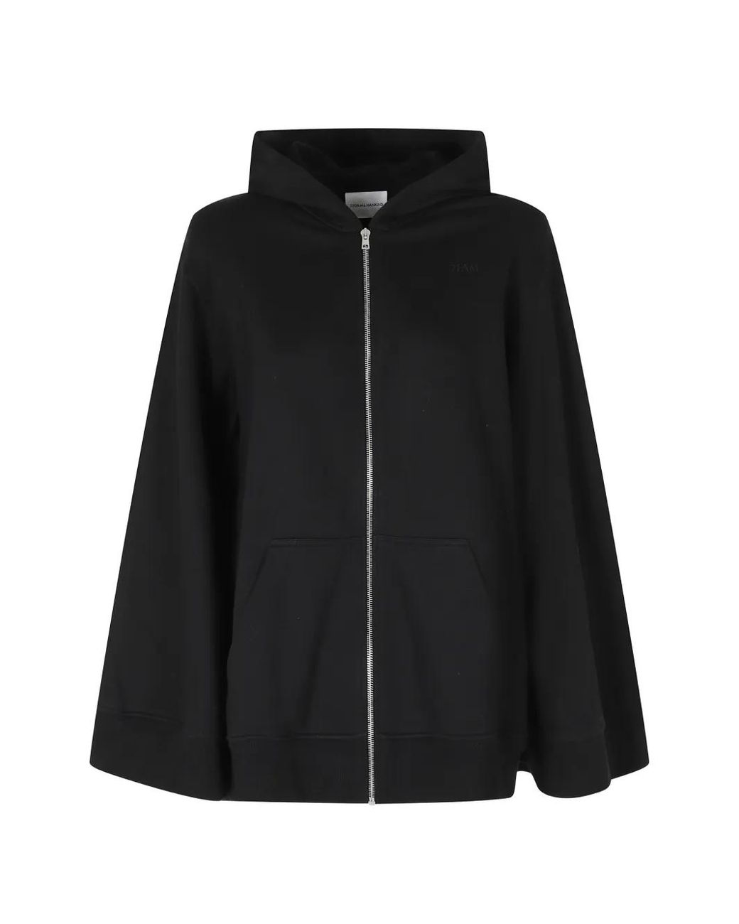 7 For All Mankind Black Hooded Zip-Up Cape