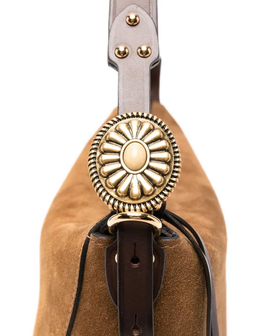 Etro Brown Logo-Plaque Suede Shoulder Bag