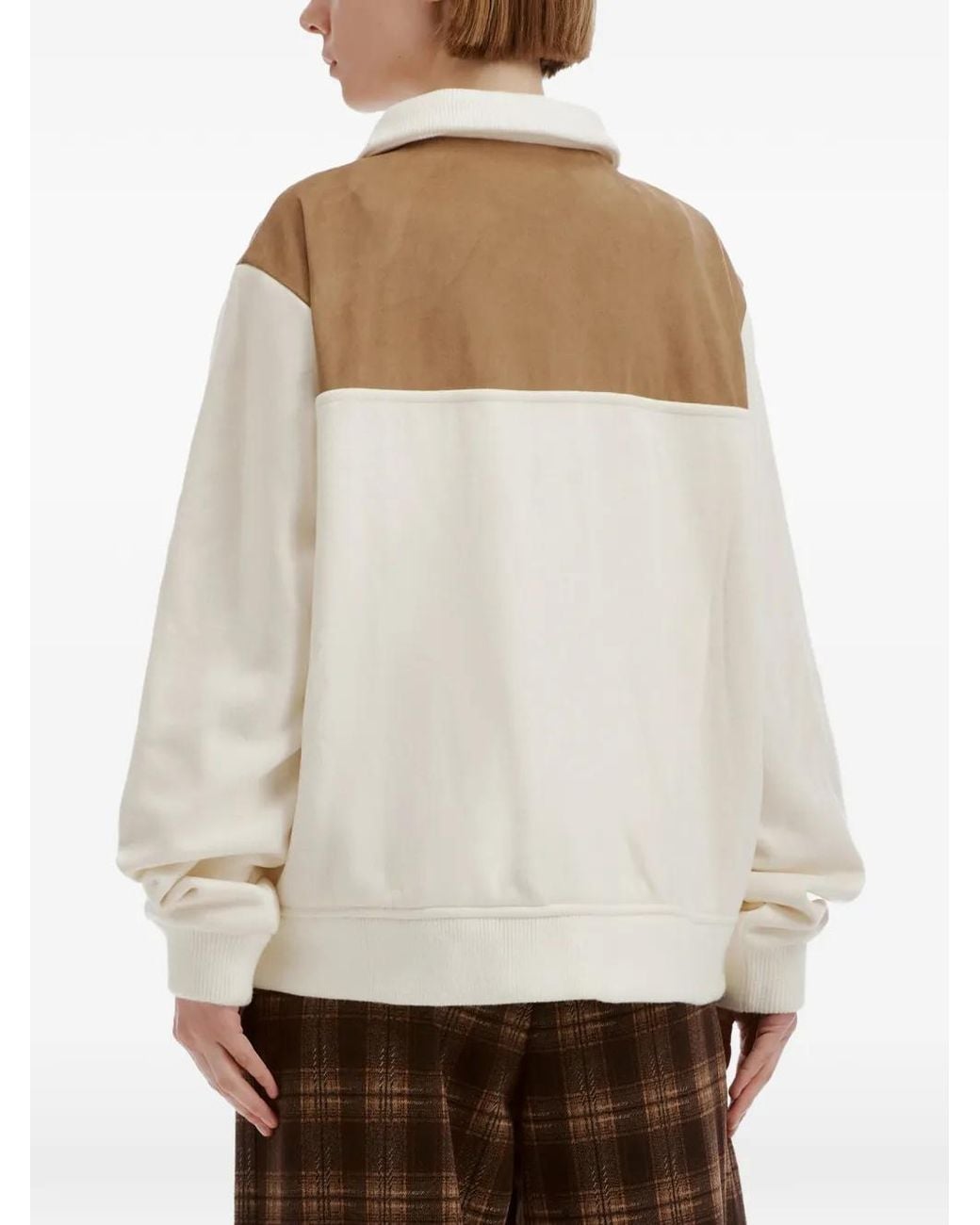 B+ AB White Colour-Block Zip-Up Jacket