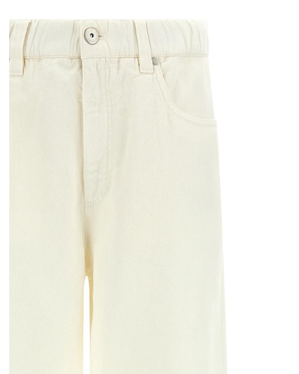 Brunello Cucinelli White Cotton And Linen Blend Trousers