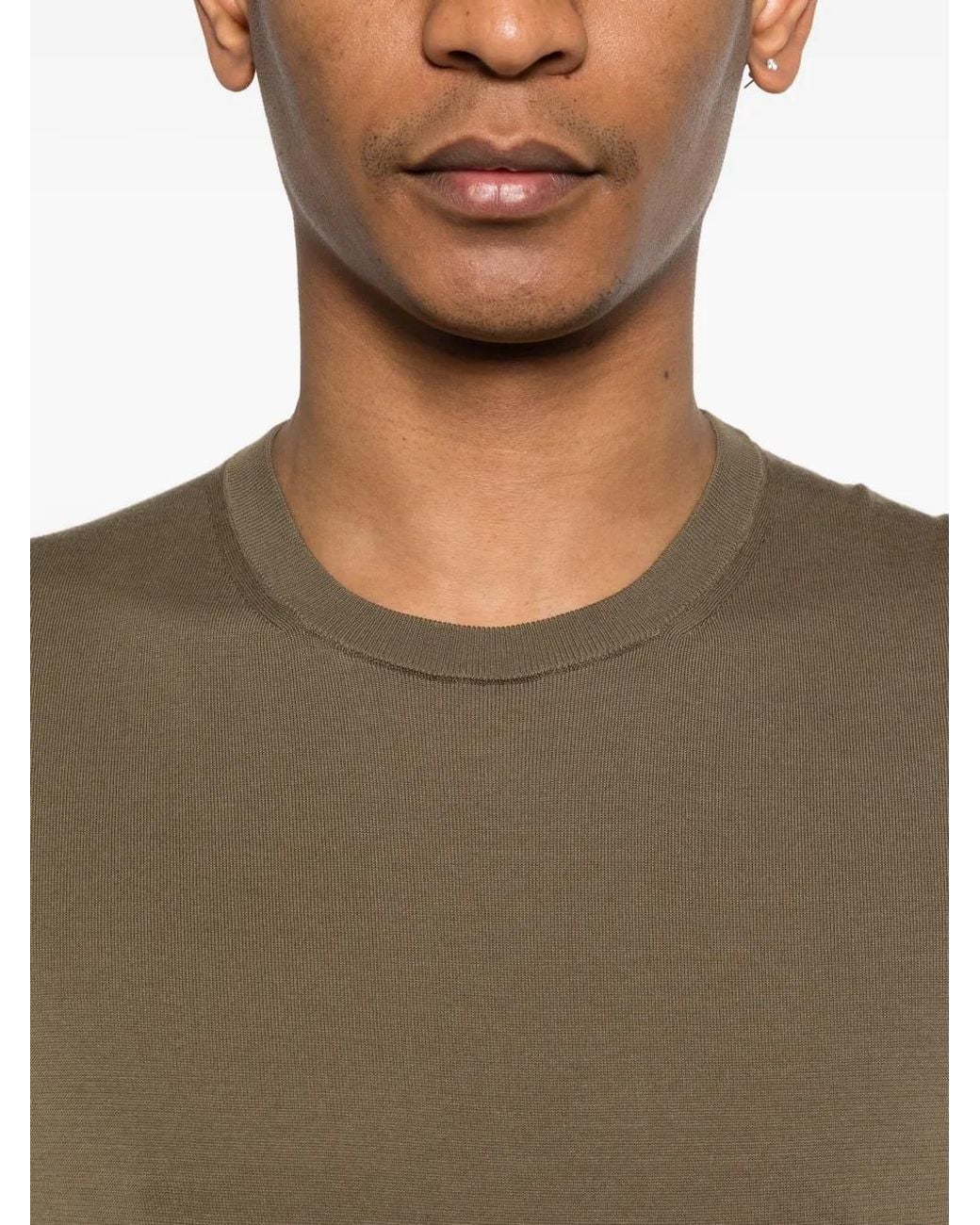 Drumohr Brown Crew-Neck T-Shirt for men