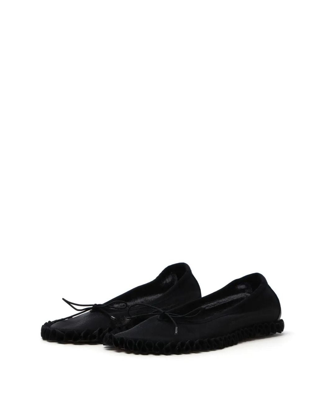 Simone Rocha Black Ruffled-Detail Ballet Flats