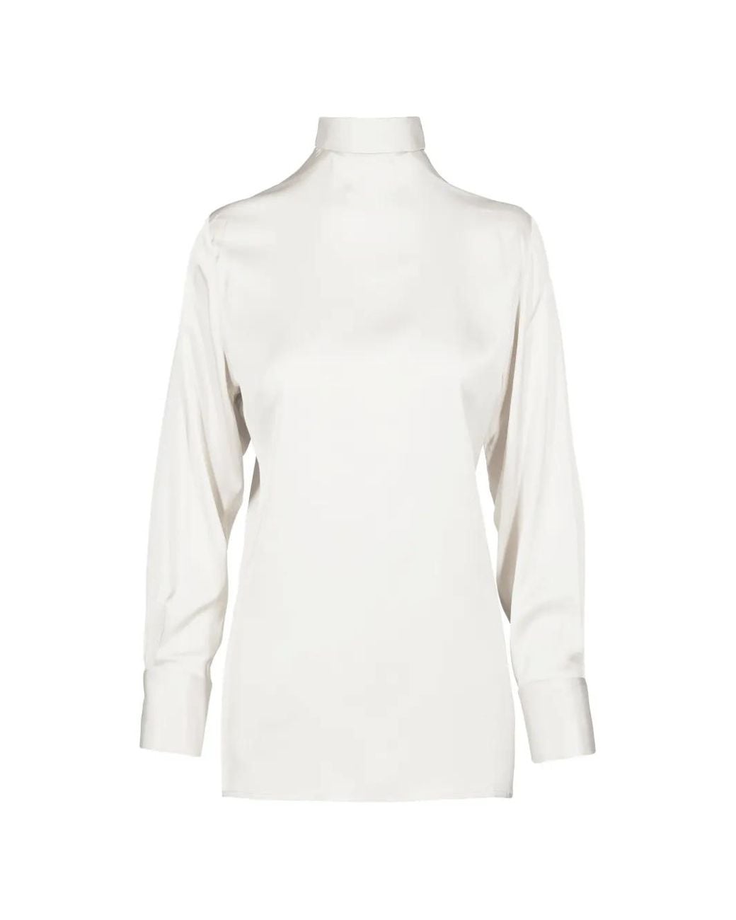 Tessitura Body Couture Blue High-Neck Back-Button Blouse