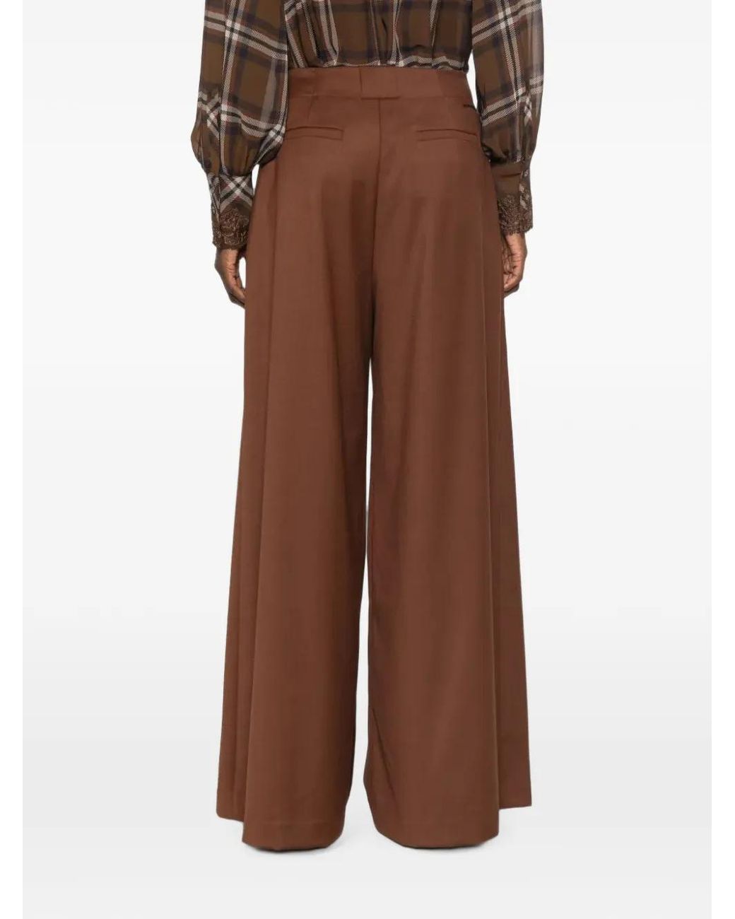 Ermanno Scervino Brown Pantalon Ample À Design Plissé