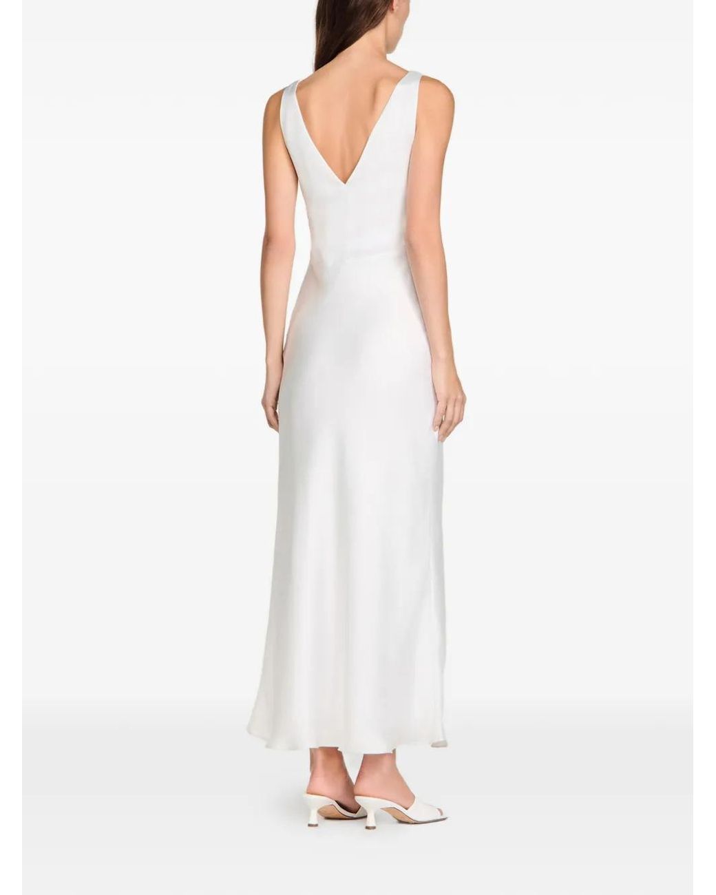 Sandro White Jewel Satin-Effect Maxi Dress