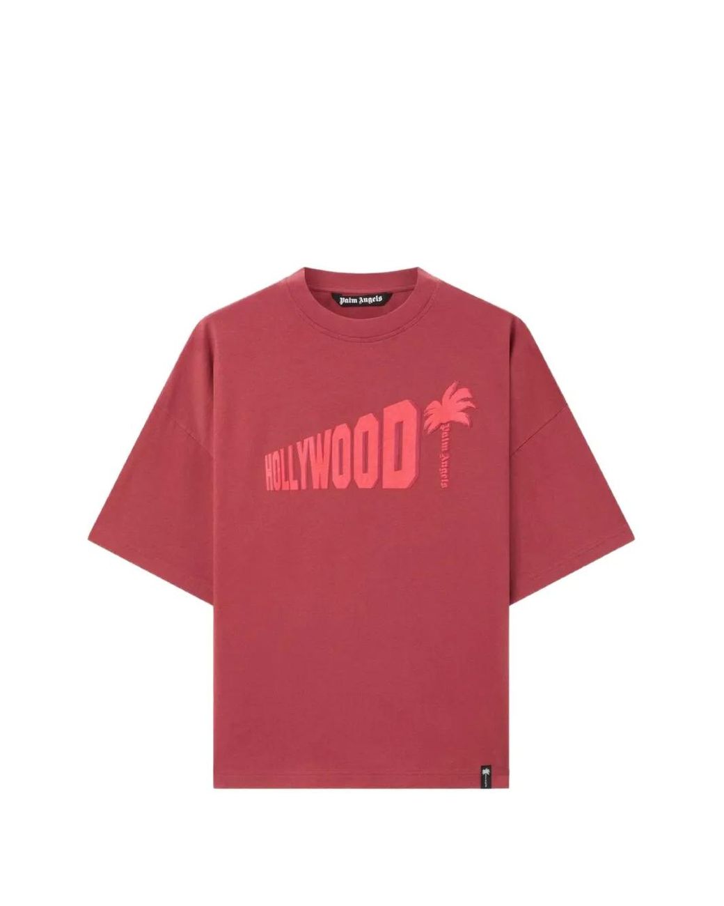 Palm Angels Red T-Shirt Ample Sunset Blvd Palm for men