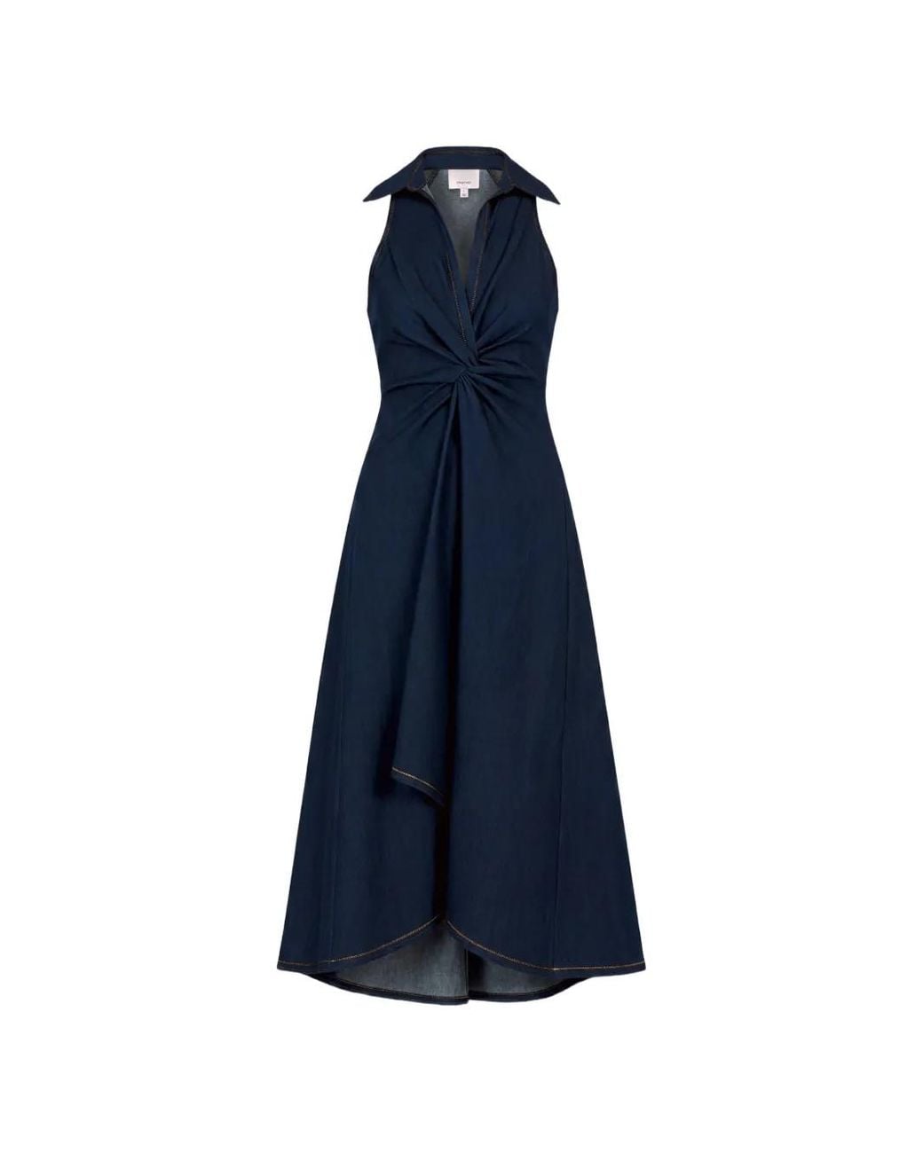 Cinq À Sept Blue Sherri Twist-Detail Denim Midi Dress