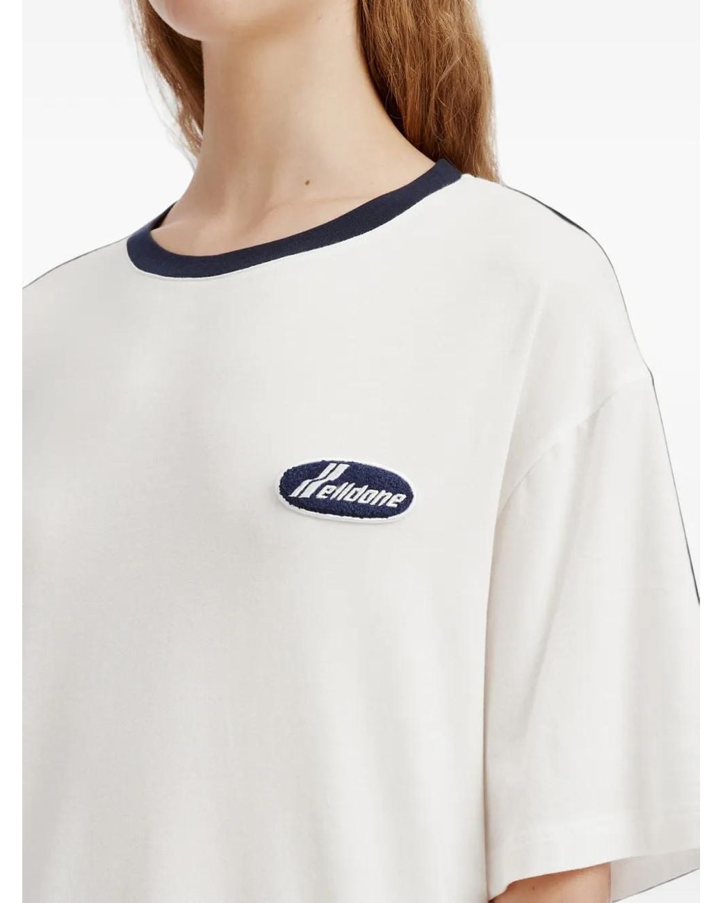 we11done White Logo-Patch Ringer T-Shirt
