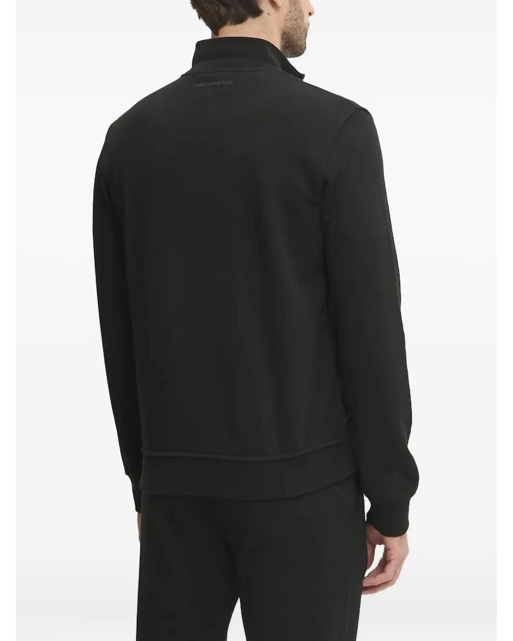 Karl Lagerfeld Black Logo-Patch Zip-Up Sweatshirt for men