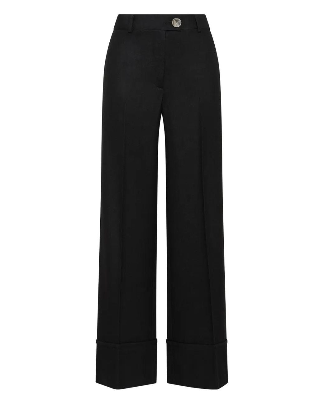 Maliparmi Black Cuffed Button-Fastening Trousers