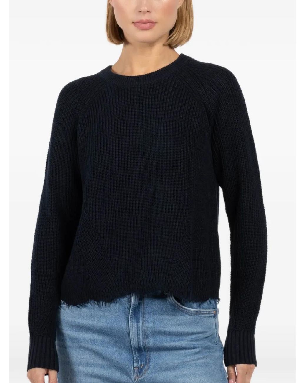 Autumn Cashmere Black Ausgefranster Pullover