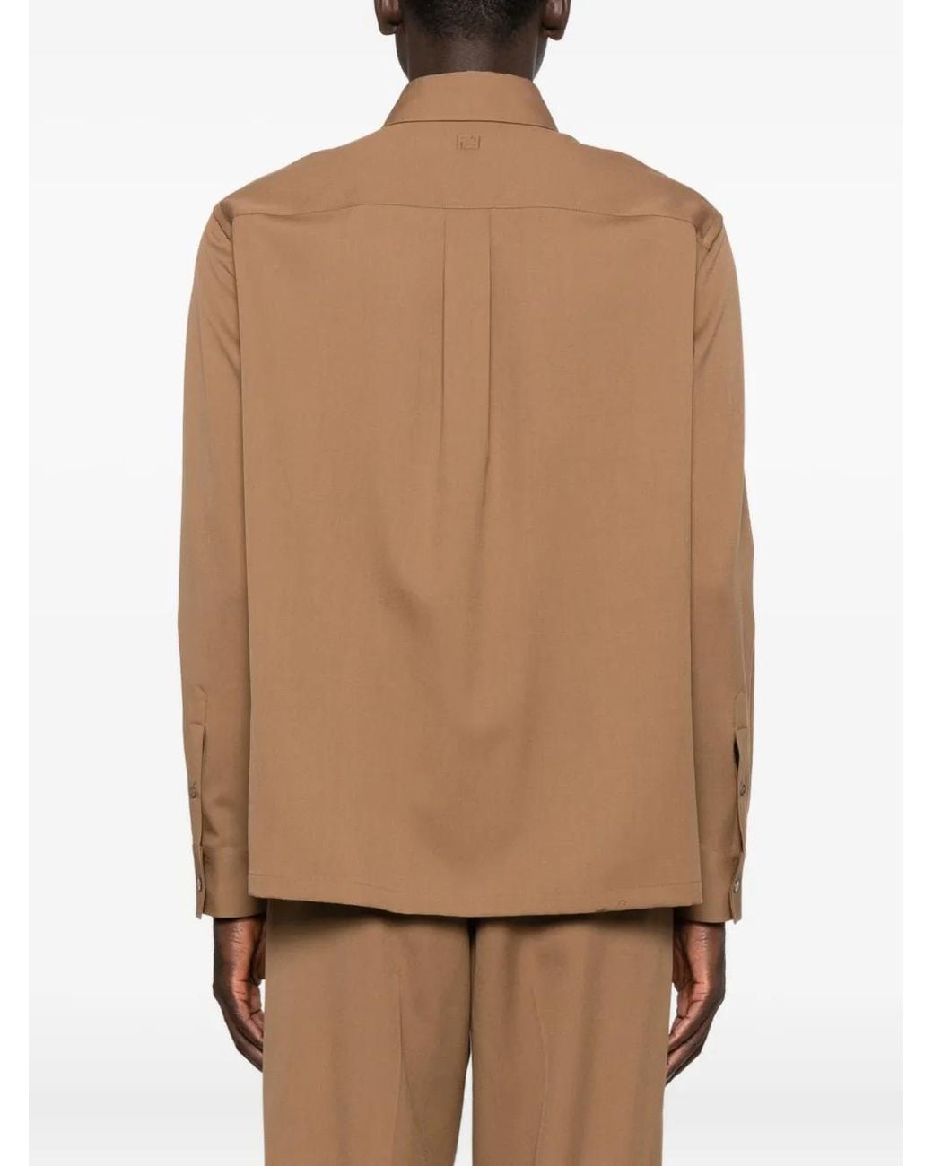Fendi Brown Wool Gabardine Shirt for men