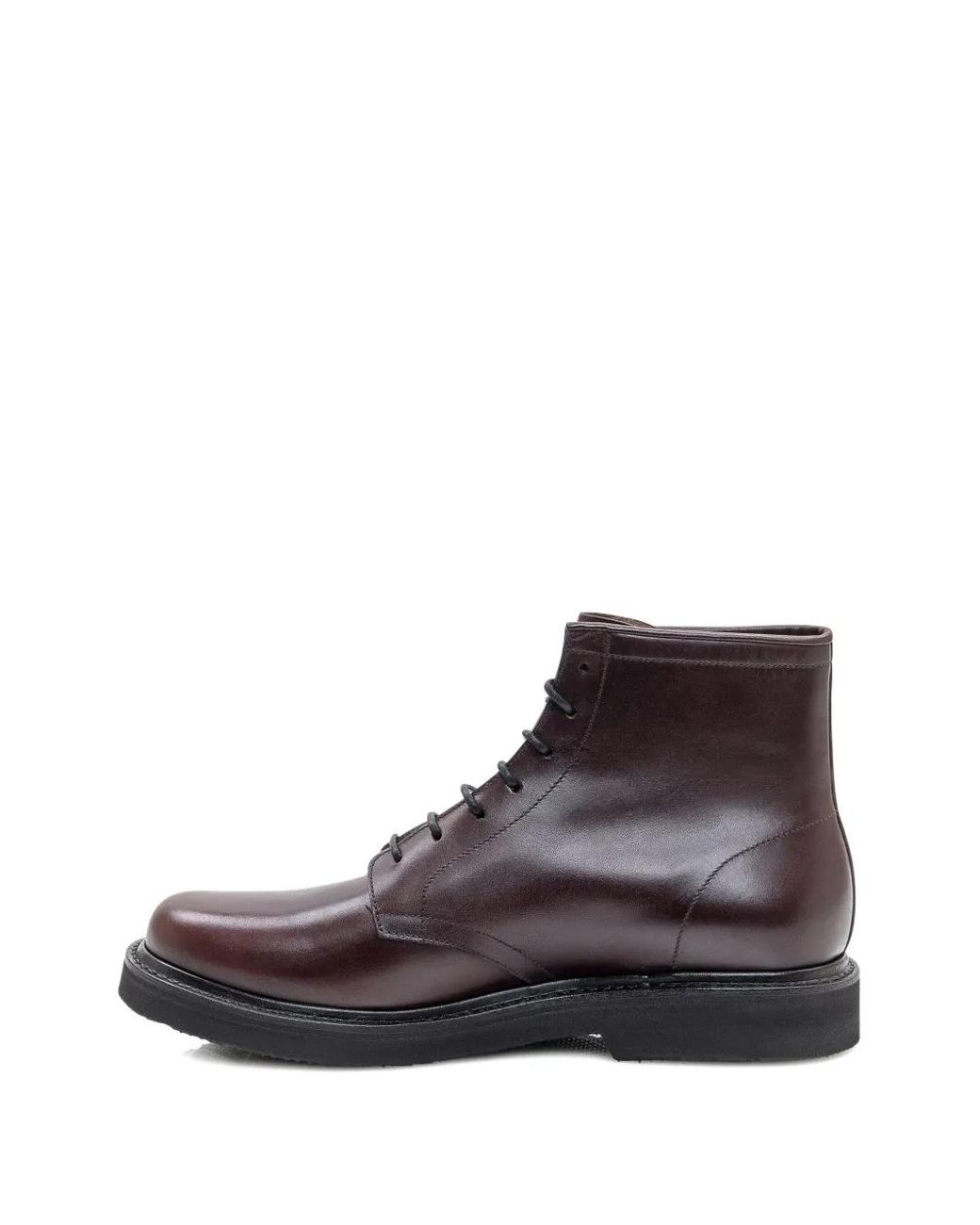 Premiata Brown Topstitched Lace-Up Boots for men