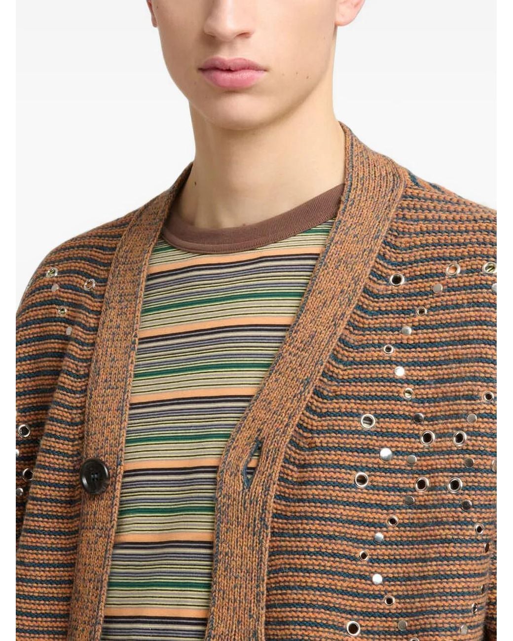 Marni Brown Alpaca-Wool Cardigan With Studs for men