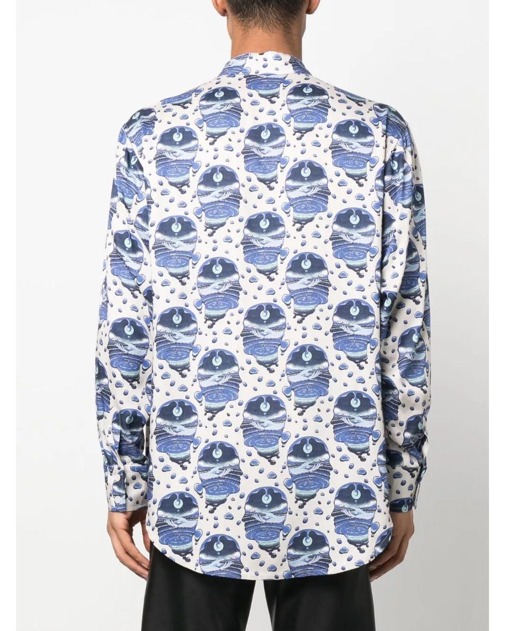 GmbH Blue Graphic-Print Long-Sleeve Shirt for men