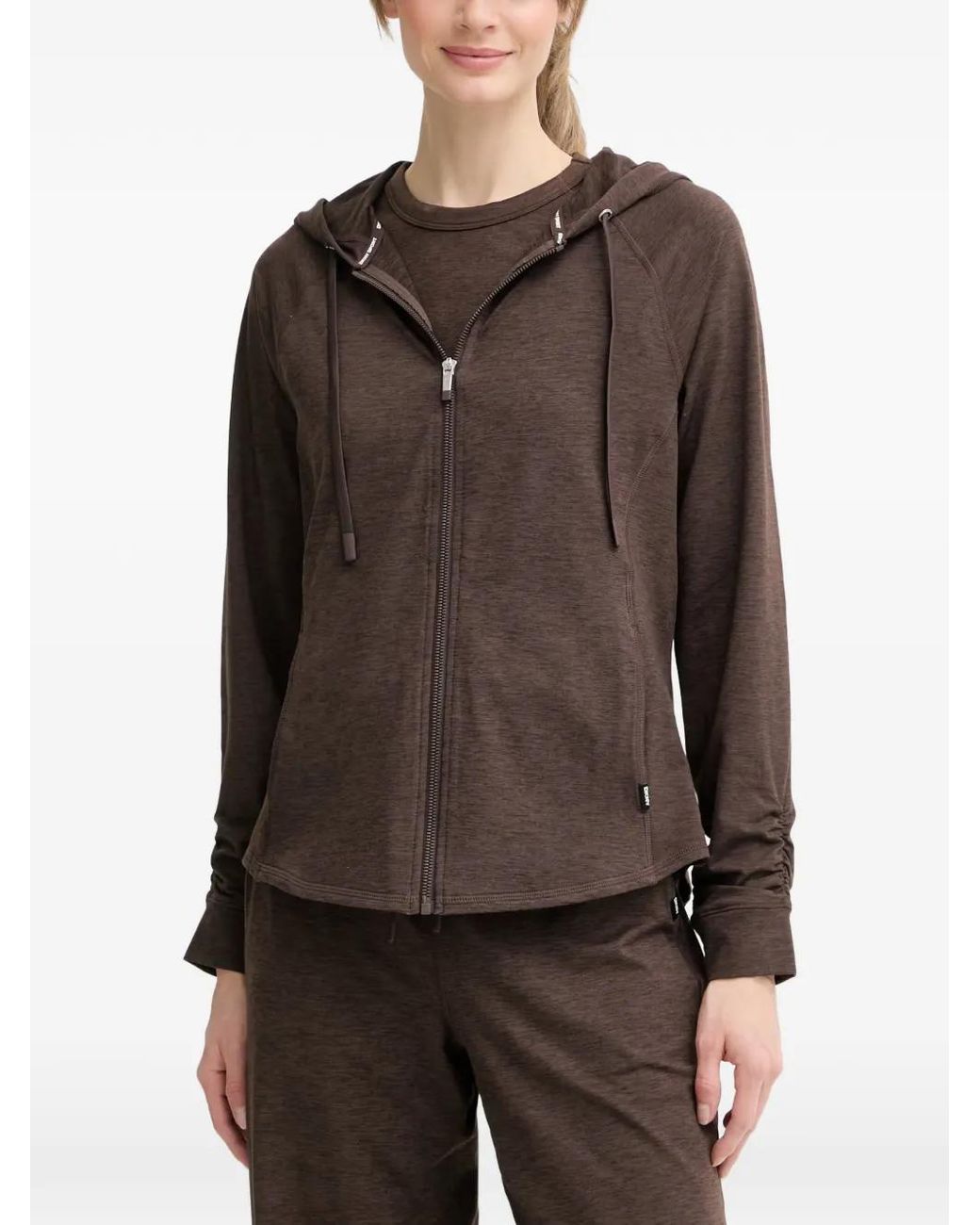 DKNY Brown Hoodie Zippé À Lien De Resserrage