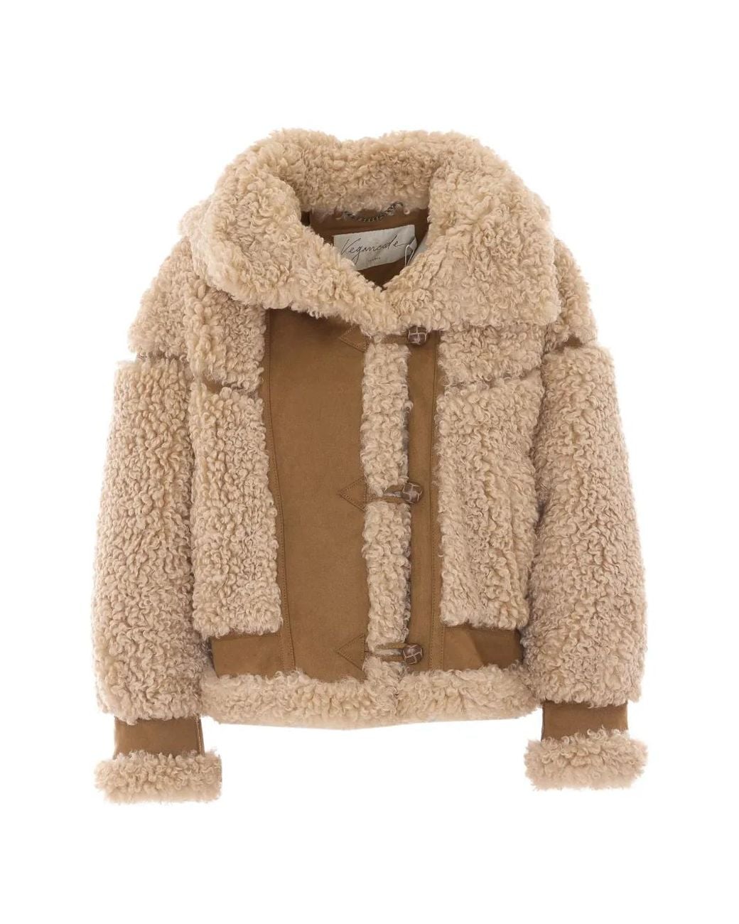 Vegancode Natural Faux-Fur Panelled Jacket