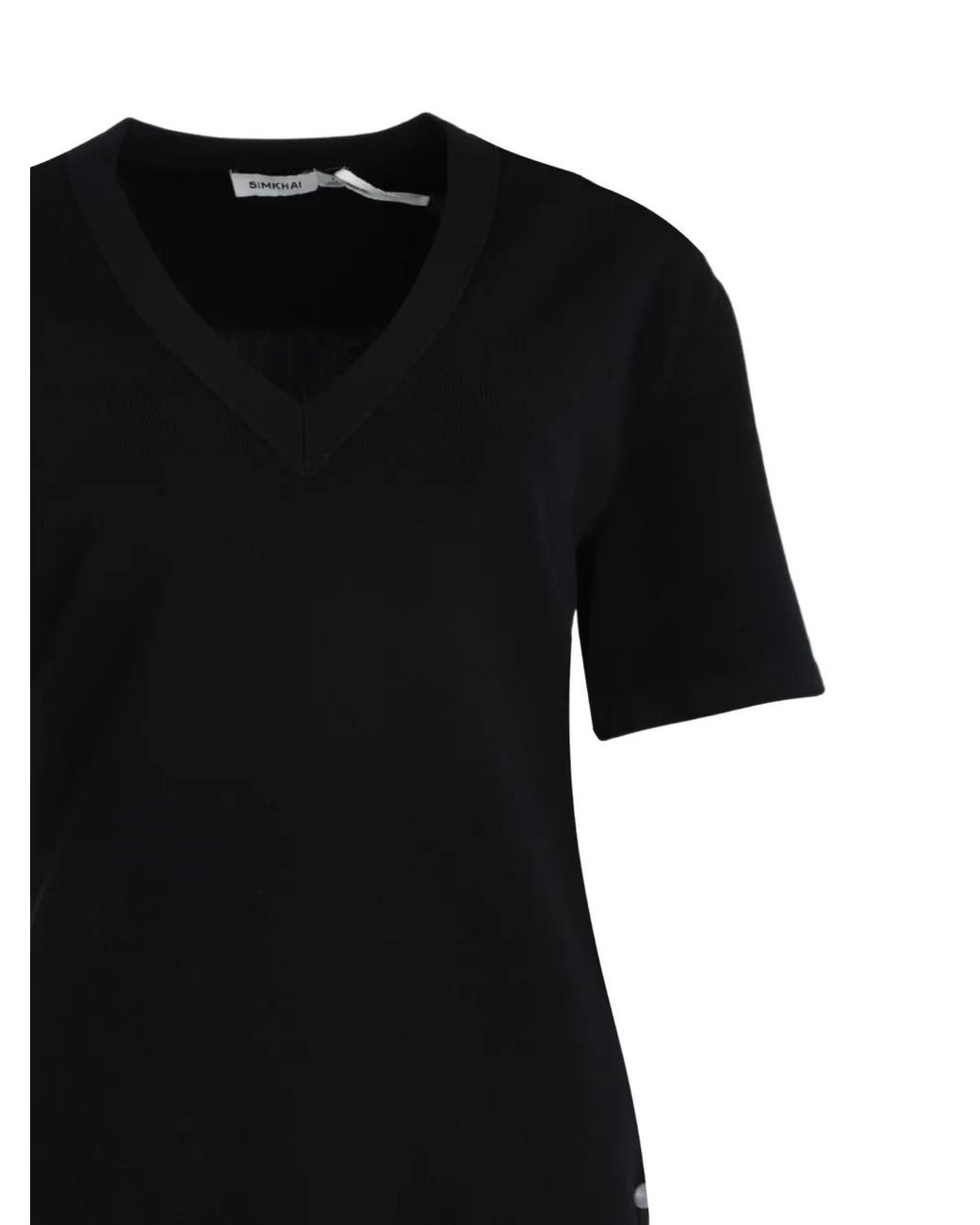 Jonathan Simkhai Black Pleated V-Neck Blouses