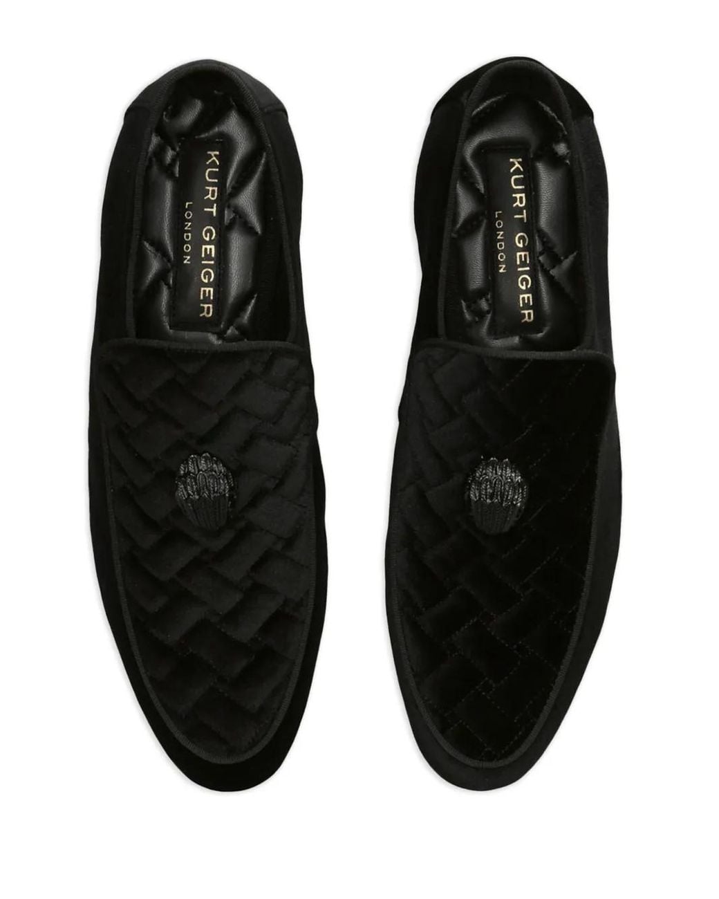 Kurt Geiger Black Eagle Head Velvet Loafers for men