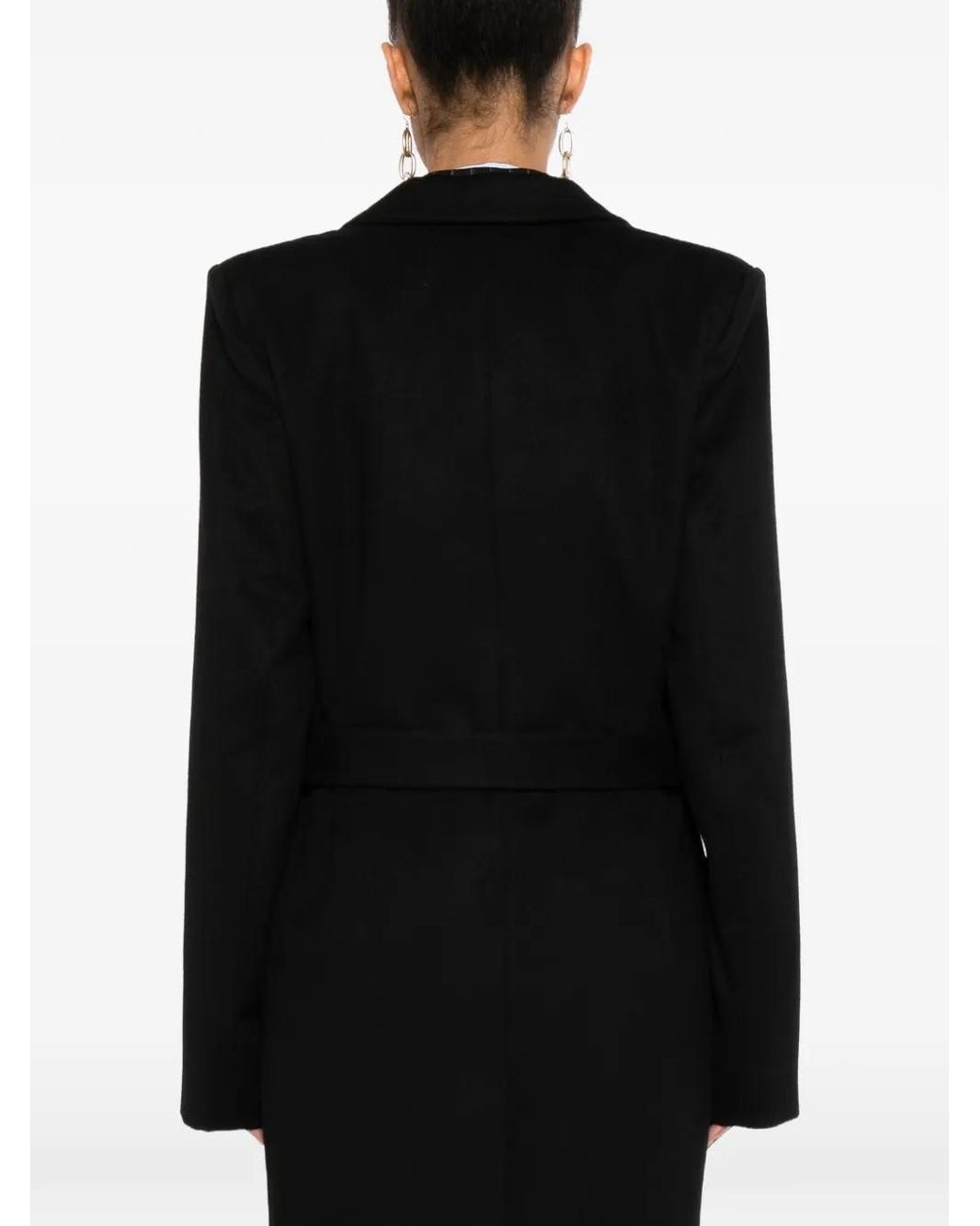 Tom Ford Black Belted Pinstripe-Detail Coat