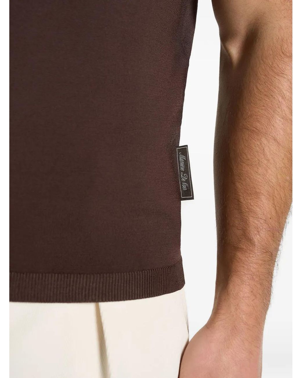 Manière De Voir Brown Bryn Luxe Knitted Polo Top for men