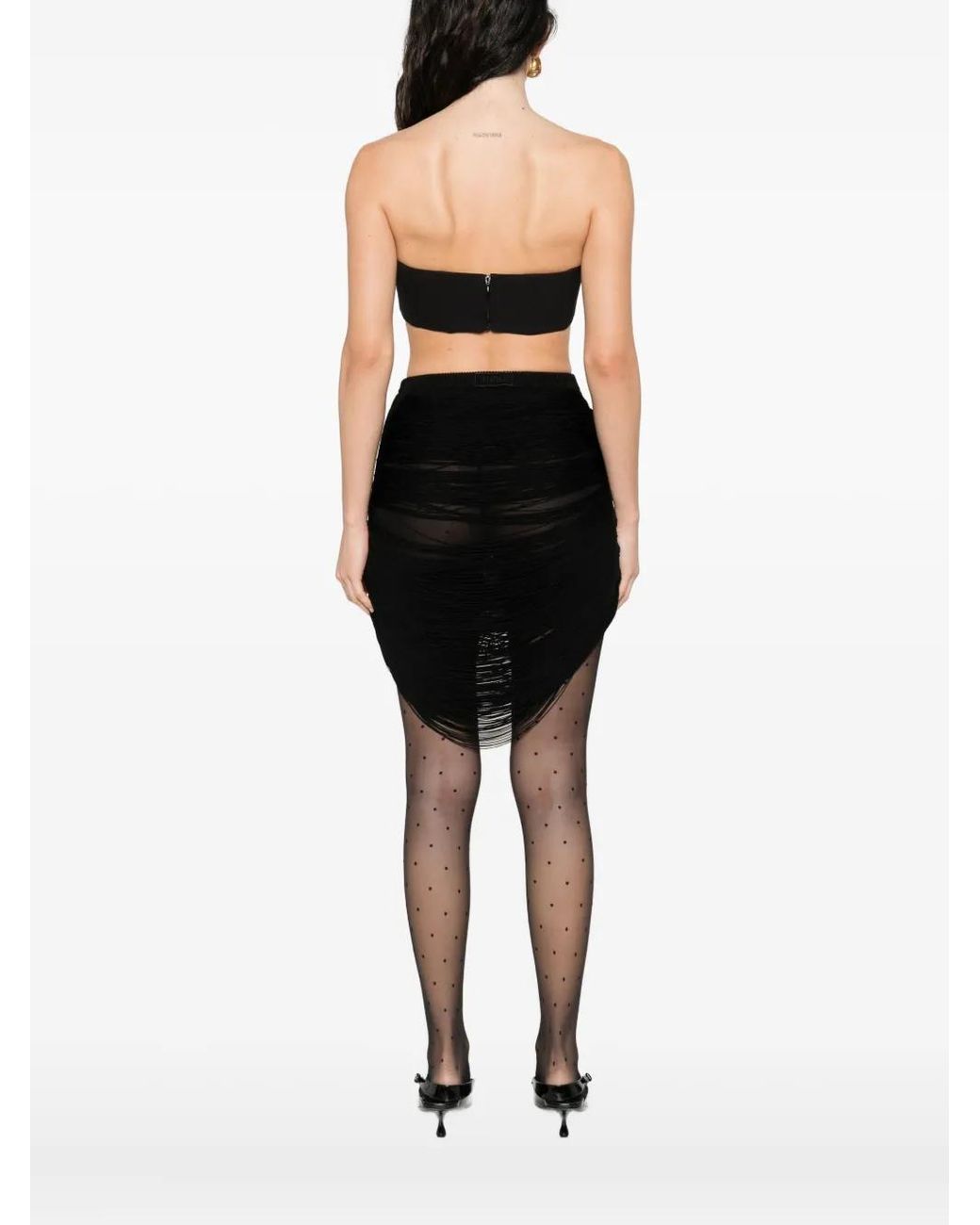 Nissa Black Bow-Embellished Bustier Top