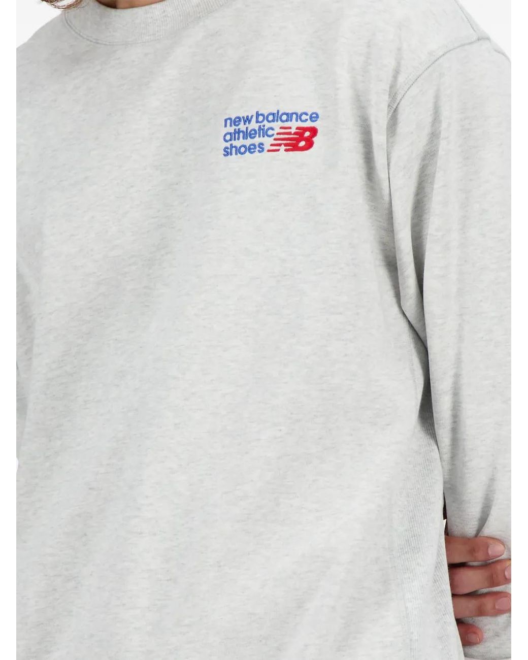 New Balance Gray Logo-Detail Crew-Neck Sweatshirt for men