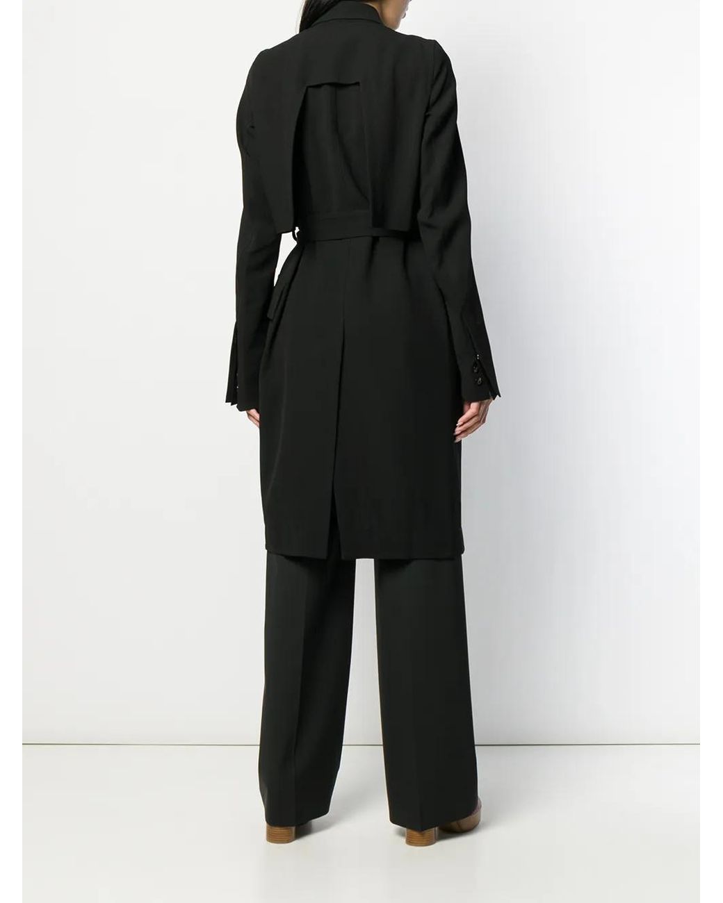 Rick Owens Black Single-breasted Belted Coat