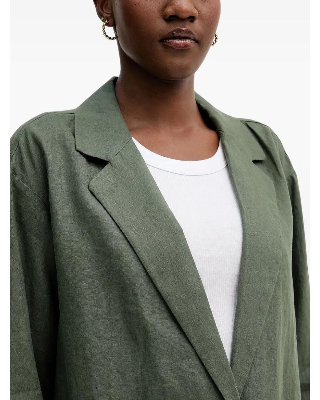 Benetton Green Single-Breasted Patch-Pocket Blazer