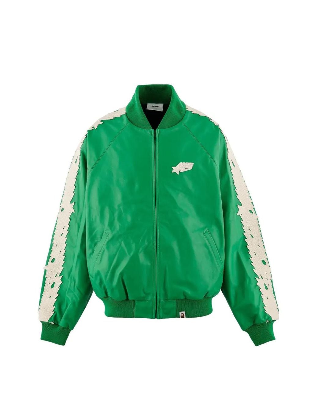 SAINT Mxxxxxx Green X Bape Logo-Patch Bomber Jacket for men