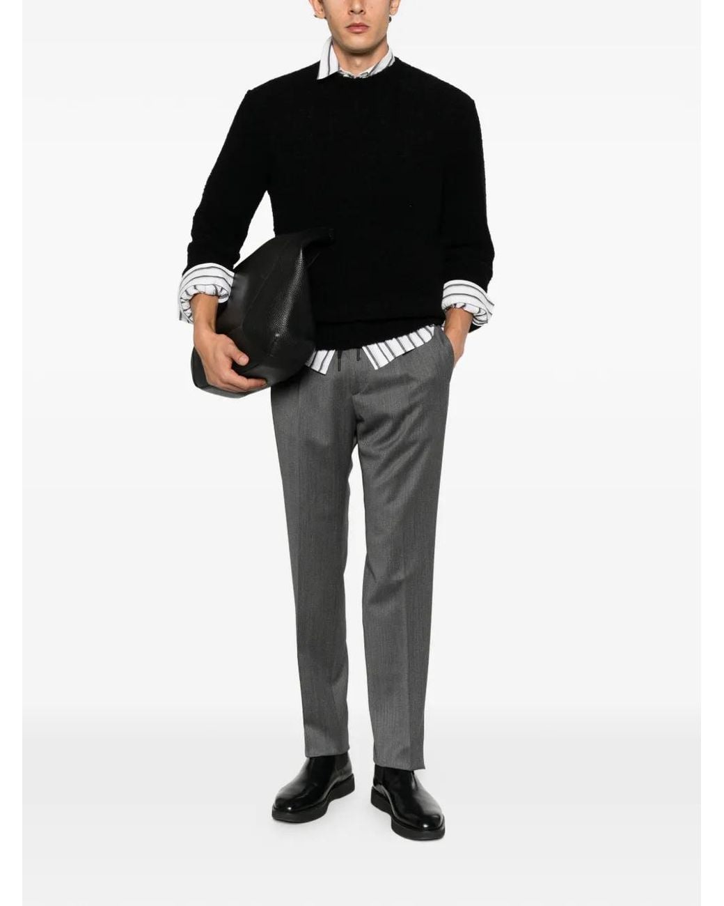 Seven Gauge Black Bouclé-Knit Sweater for men