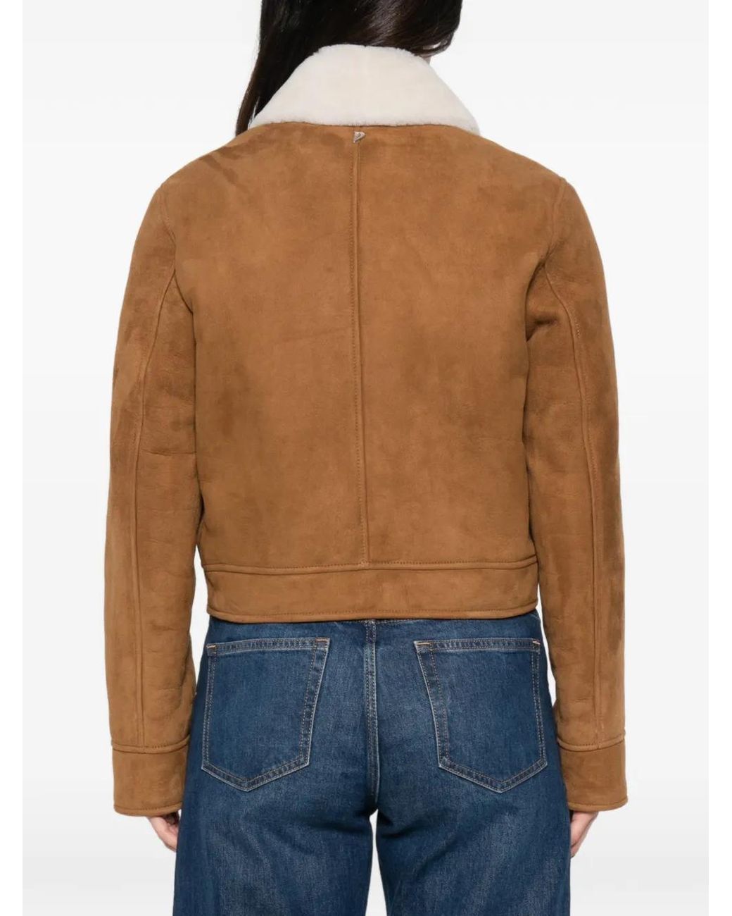 Dondup Brown Shearling-Collar Suede Jacket