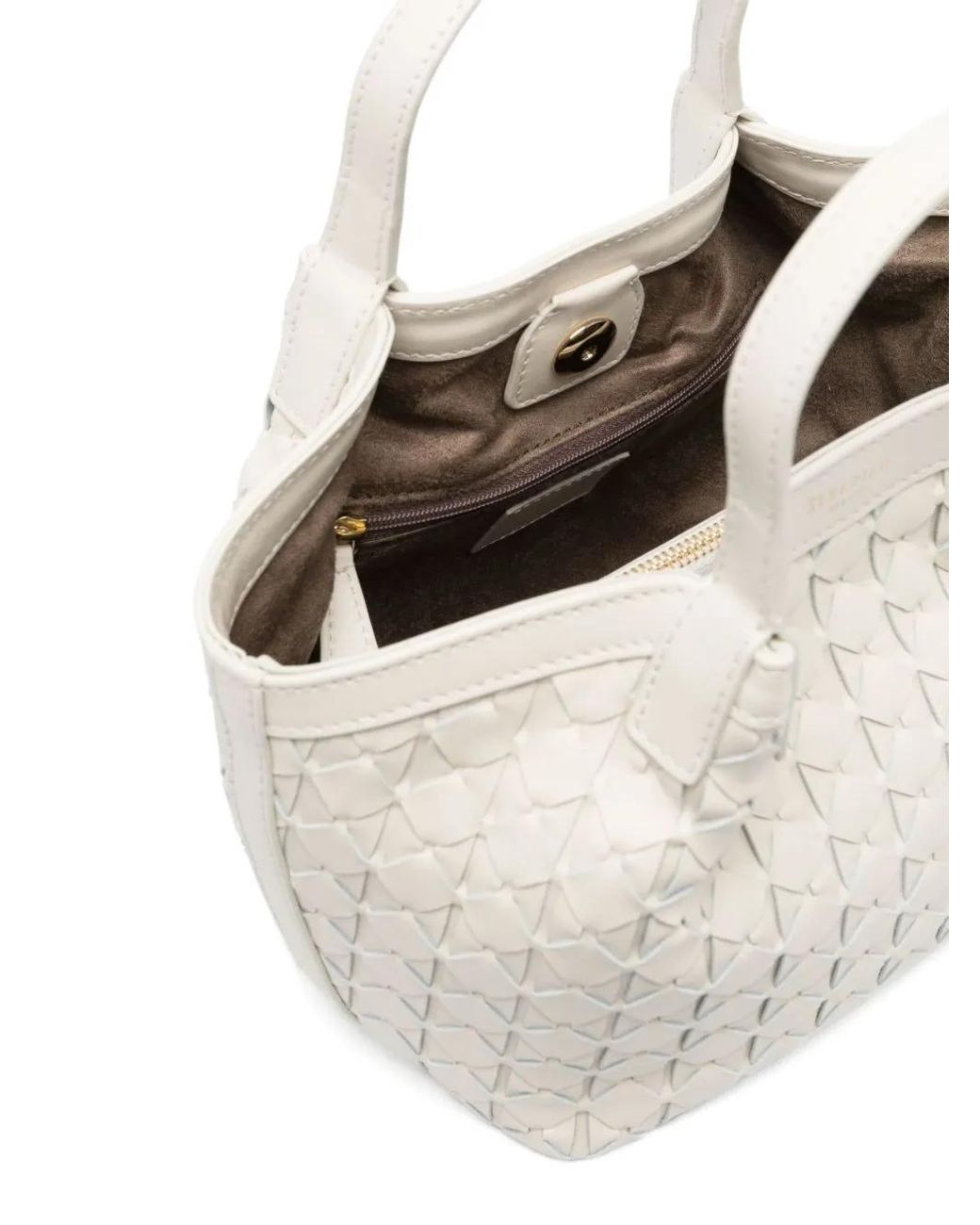 Serapian White Gewebter Shopper aus Leder