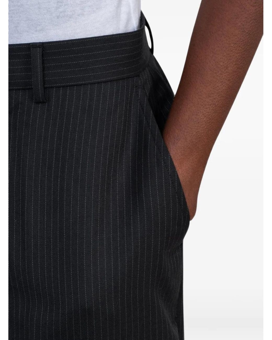 Another Aspect Black Pantalon À Fines Rayures for men