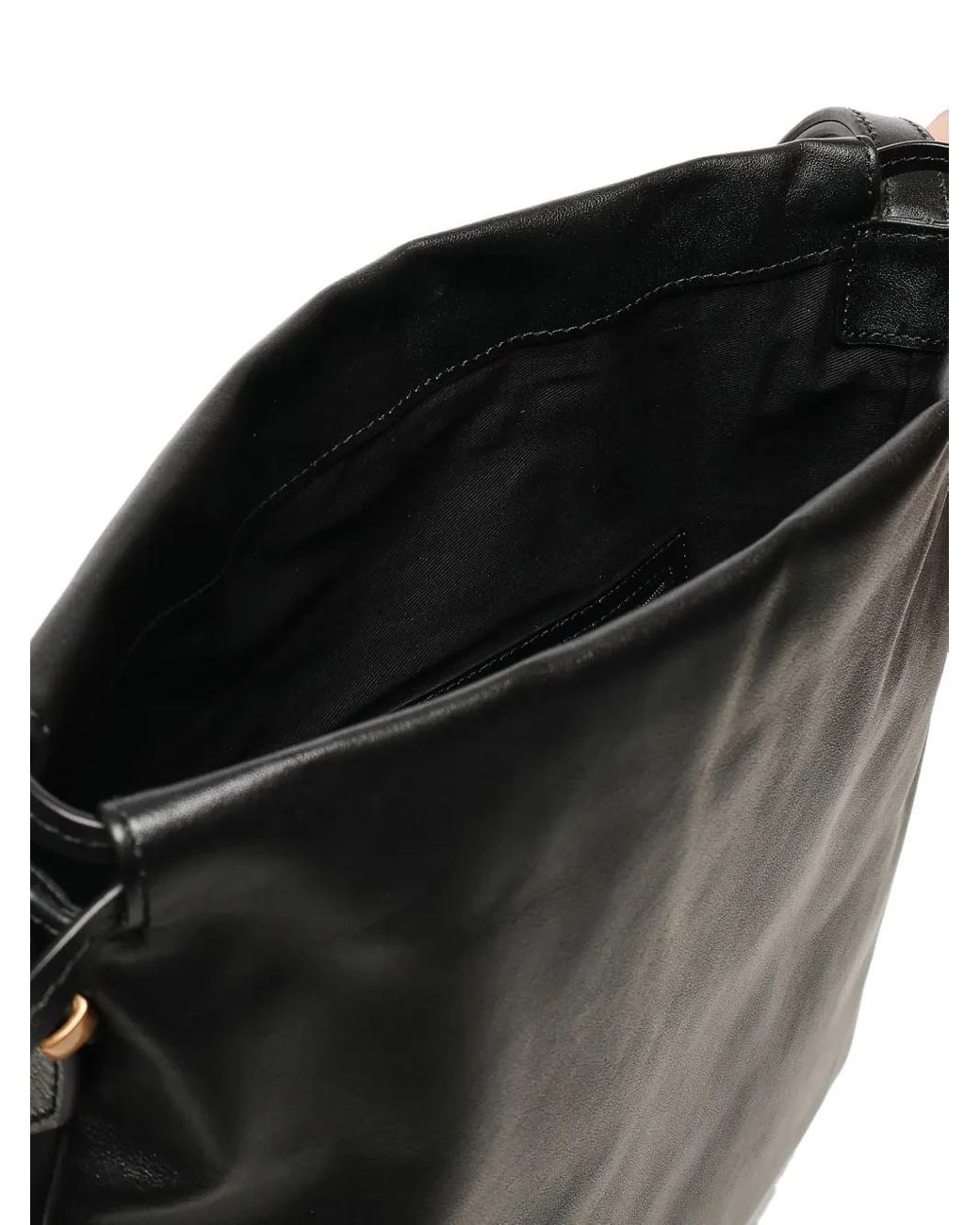Pinko Black Vertical Medium Leather Slouchy Bag