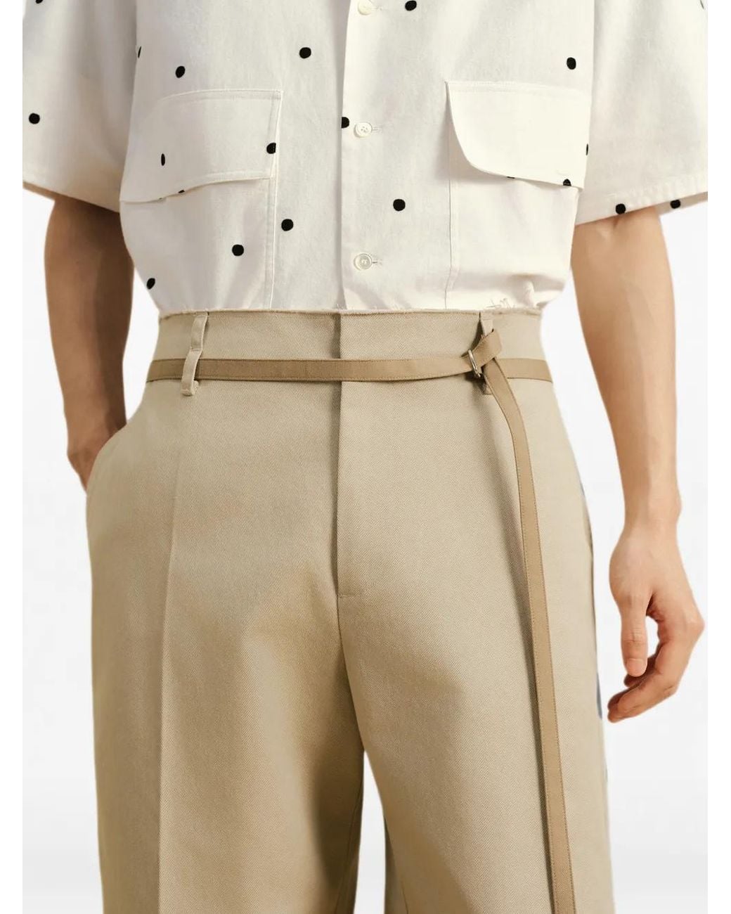 CROQUIS Natural Belted Straight-Leg Trousers for men