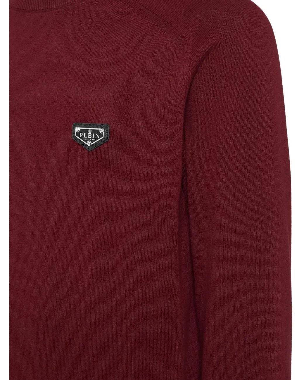 Philipp Plein Red Round-Neck Sweater for men