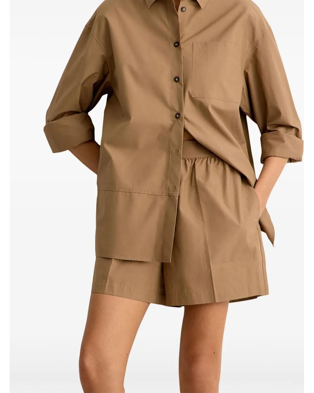 12 STOREEZ Natural High-Rise Poplin Shorts
