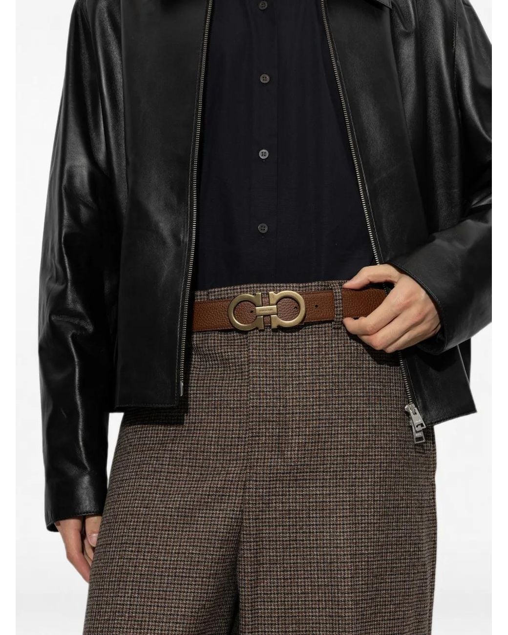 Ferragamo Brown Gancini Reversible Belt for men