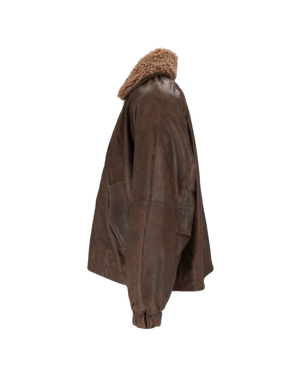 Bully Brown Shearling-Collar Leather Jacket
