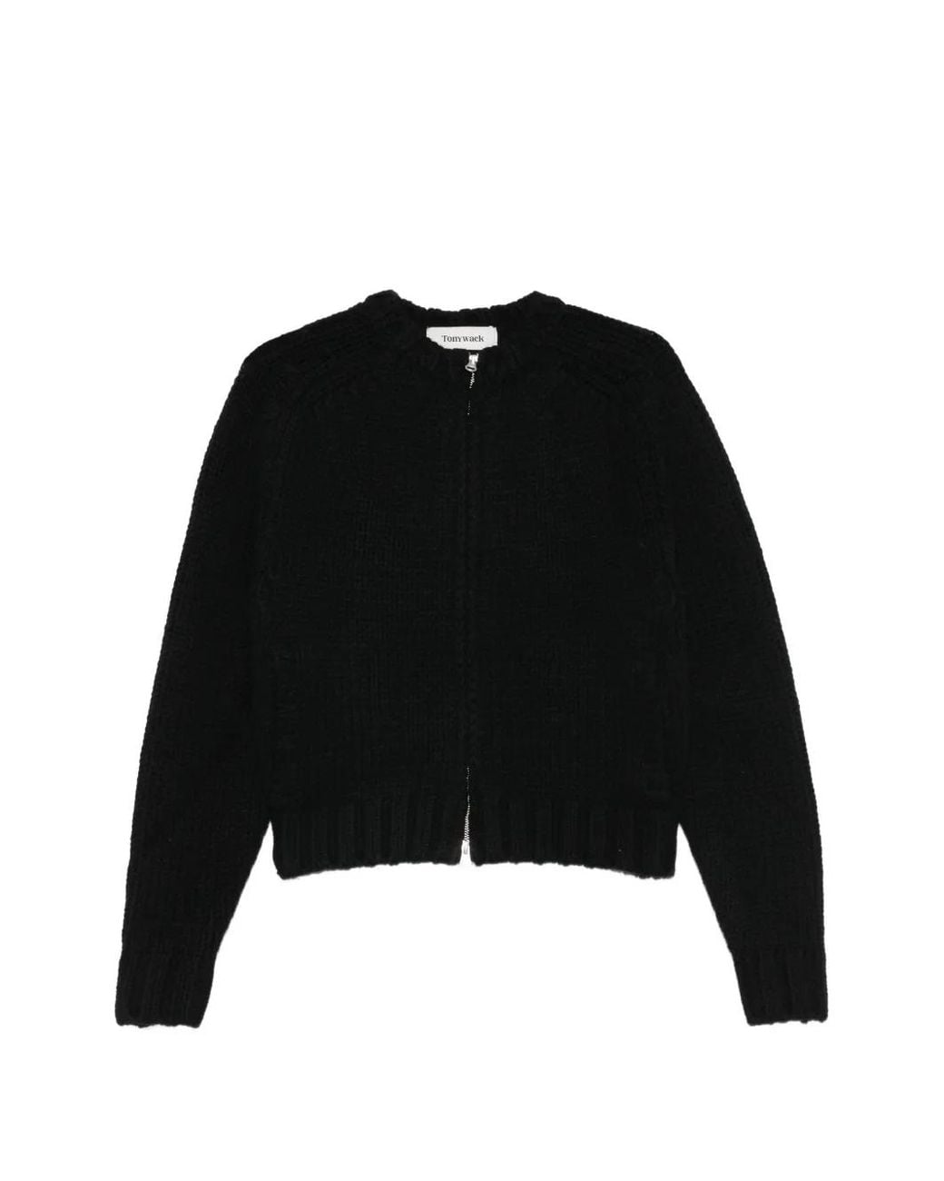 TONYWACK Black Chunky-Knit Raglan-Sleeve Cardigan for men