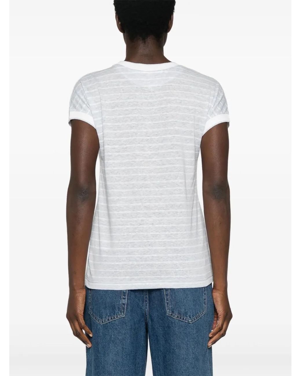 Eleventy White Striped Crew Neck T-Shirt