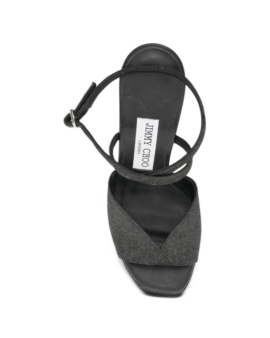 Jimmy Choo Black Glittered Platform Sandals