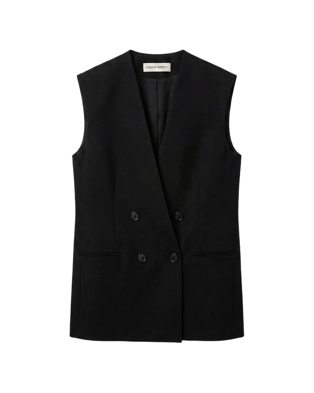 Alberta Ferretti Black V-Neck Double-Breasted Jacket