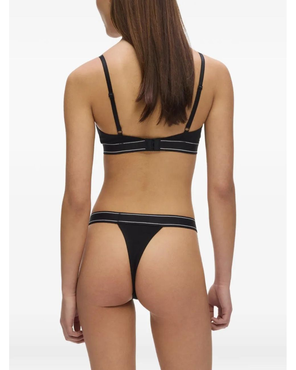 Karl Lagerfeld Black Hotel Karl Stripe Cotton Bralette