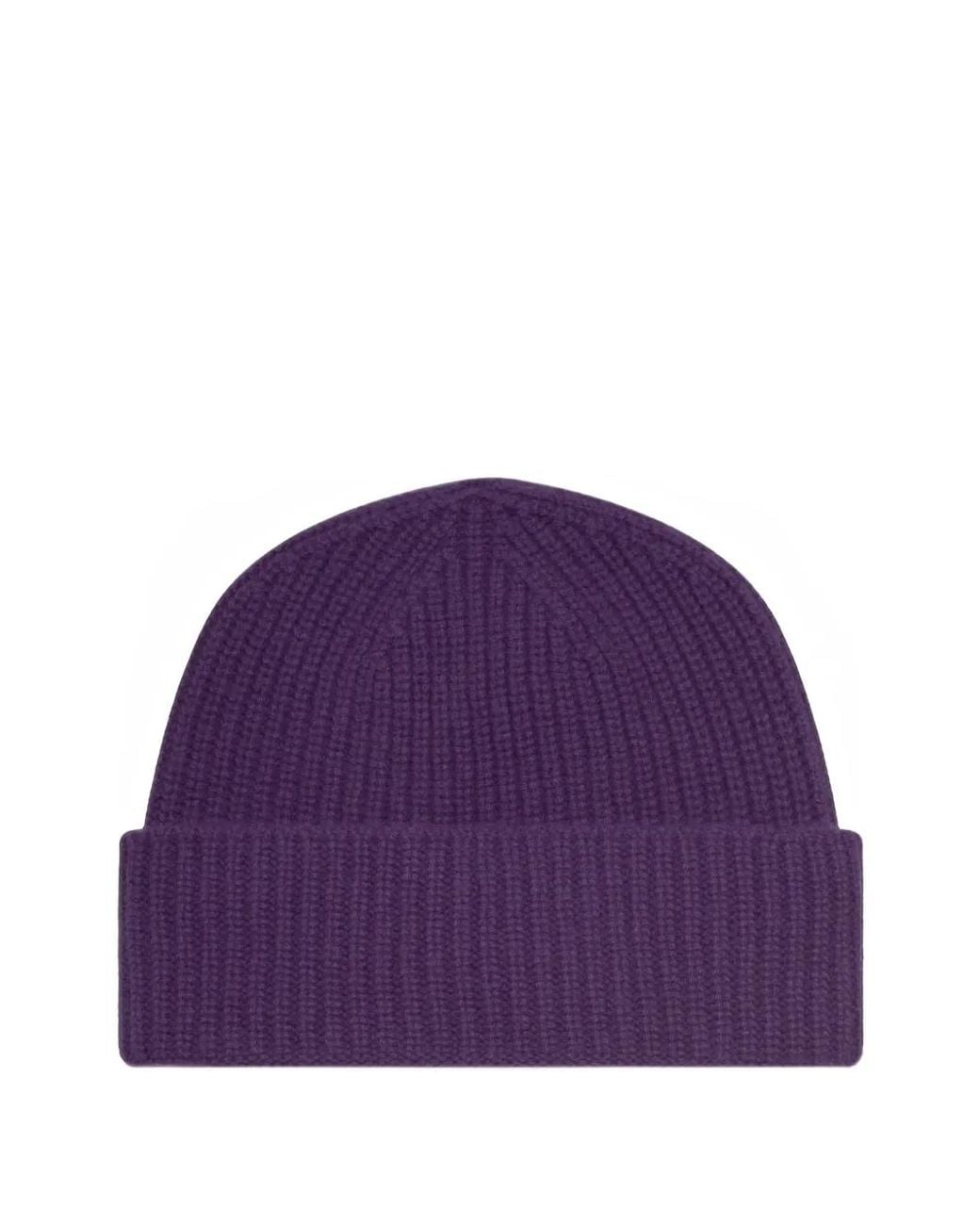 Bompard Purple Axel Ribbed-Knit Cashmere Beanie Hat
