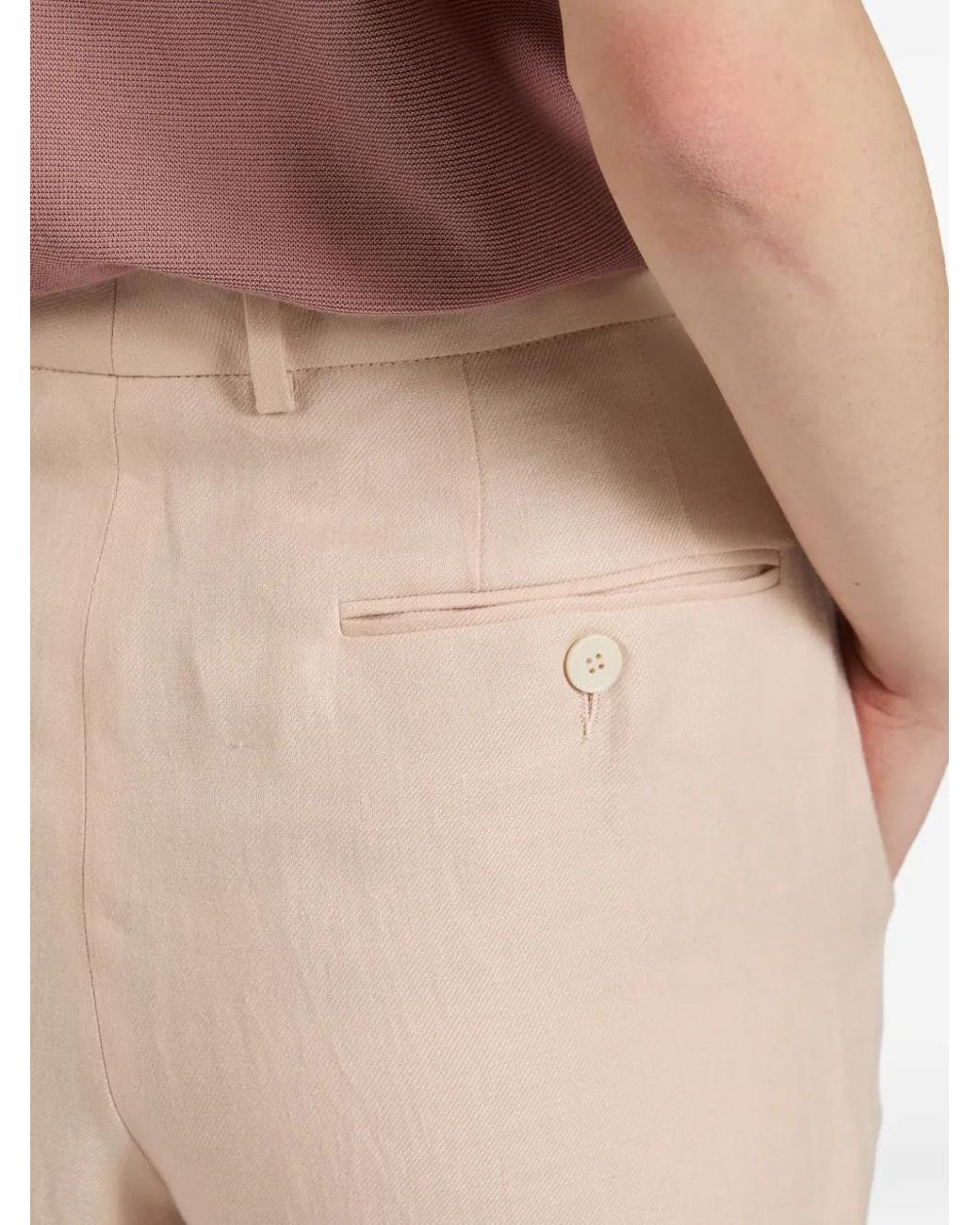 Incotex White Regular-Fit Turn-Up Trousers